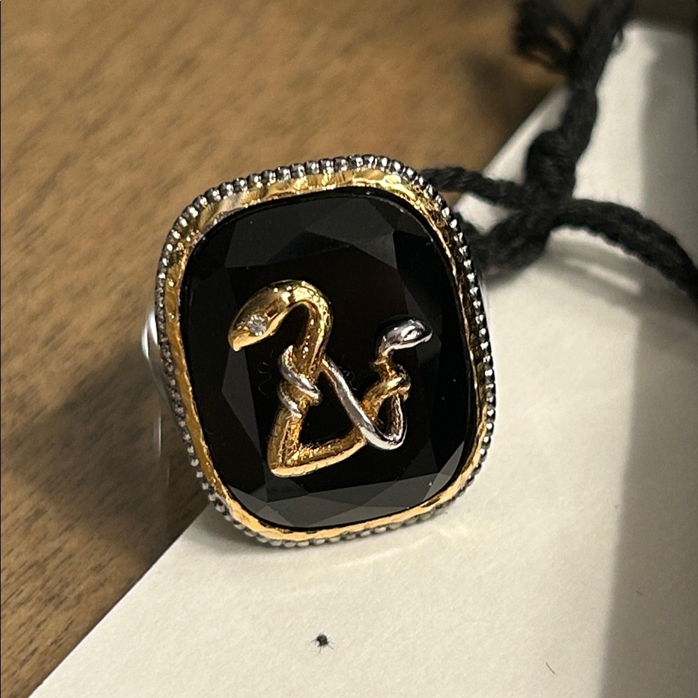 Zadig & Voltaire Black and Gold Snake Signet Ring